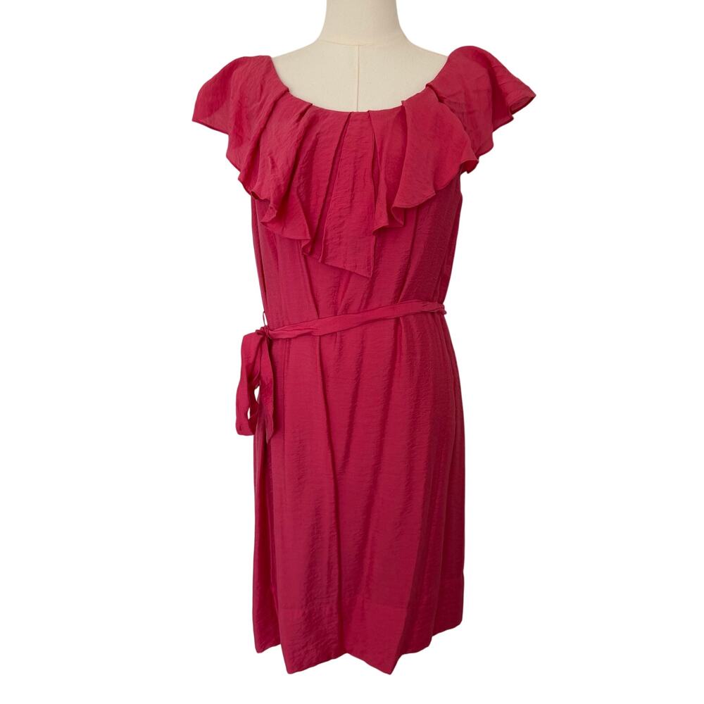Allen B by Allen Schwartz (S) Pink Ruffle Tie Waist Cocktail Dress Boho Cottage
